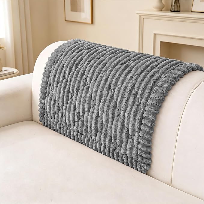 Couch Arm Covers, Sofa Arm Cover, 100% Waterproof Armrest Covers, Anti-Slip Pet Proof Armrest Protectors for Couch Loveseat Armchair Headrest, Only 1 Single Arm Cover(Dark Gray, 27.5"x27.5") - Image 9