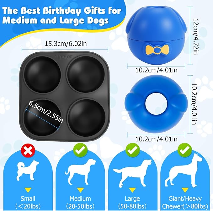 Yipetor Wobbly Dog Chew Toy, Frozen Treat Lick Ball for Medium Large Dogs | 4IN Enrichment Toy, IQ Puzzle, Keeps Them Busy, Chew Resistant, Heavy Duty, BPA-Free Rubber & Dishwasher Safe - Image 6