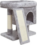 SYANDLVY Small Cat Tree for Indoor Cats, Cat Tower with Scratching Post, Modern Activity House for Large Cats, Condo with Board, Kittens Cave (Light Grey) by SYANDLVY