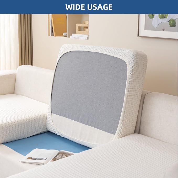 Eismodra Couch Covers for 3 Cushion Couch Sofa Magic Stretch Sofa Slipcover for Dogs Pet L Shape 2 Seat Replacement Furniture Protector,Cream White Length 65-78 inches(Only 1 Piece) - Image 7