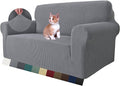 MAXIJIN Stretch Loveseat Sofa Slipcovers 1 piece Love Seat Couch Covers for 2 Cushion Couch Non Slip Sofa Cover Washable Dog Cat Proof Furniture Protector Pet Friendly (Loveseat, Light Gray) by MAXIJIN