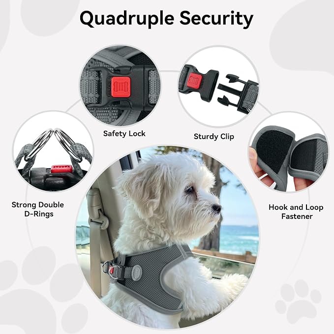 Joytale Step-in Dog Harness, Soft Breathable Mesh, Gray XXXS | Adjustable Fit for Small Dogs, Easy Step-in with Secure Fastener, Even Chest Pressure, Reflective For Night Safety, Washable - Image 6