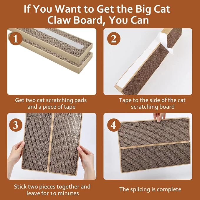 HappyFreeSX Splicing Cat Scratch Pad: Cat Scratchers for Indoor Cats and Kitten, 2 Pack Cat Scratching Pad, Cat Scratcher Cardboard, Scratching Pad, Premium Scratch from Cats, Double-Sided Design - Image 3