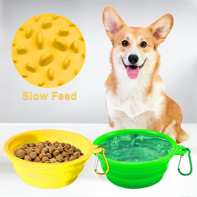Small Collapsible Dog Bowls (12oz), 1 Pack Pet Travel Foldable Bowl with Carabiners, Healthy, Soft Silicone, Portable Essential Set for Walking, Travel, and Hiking (Green) - Image 7
