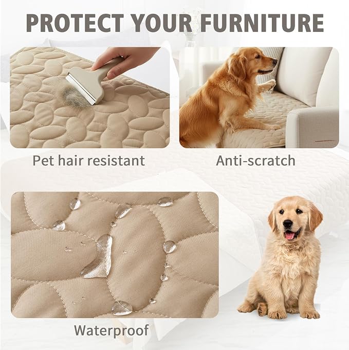 Ameritex Pet Bed Cover Dog Bed Blanket for Sofa and Furniture Waterproof New Pattern Design (40x50 Inch, Beige) - Image 2