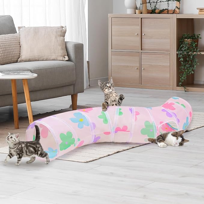 Glittme S-Shape Cat Tunnel, Foldable Cat Tunnels for Indoor Cats | Interactive Bunny Tunnel And Cat Tubes With Crinkle Sounds. Ideal For Kittens, Ferrets And Small Pets To Hide, Play Or Rest - Image 2