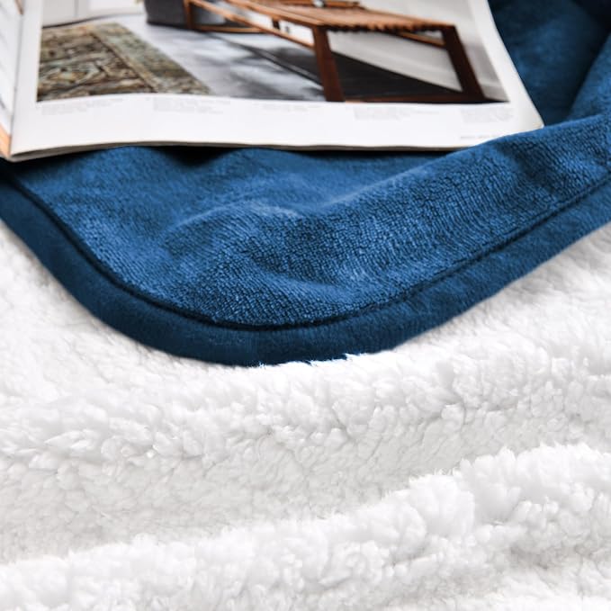 Soft Waterproof Blanket for Bed Couch Sofa, Navy Blue, 60x80 inches | Liquid Pee Proof Pet Blanket for Dog Puppy Cat, Reversible Sherpa Fleece Blanket for Couch Cover, Furniture Protector - Image 6