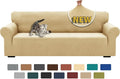 XINEAGE Stretch Jacquard XL Sofa Cover, Non Slip Sofa Slipcover for Dog | High-Stretch Fabric. Wear-Resistant, Pet Friendly. Easy Install & Washable for Living Rooms, Offices.Beige by XINEAGE
