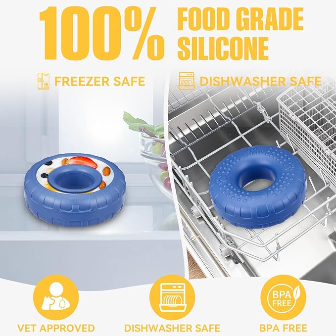 Dog Enrichment Lick Bowl, Bestalk Slow Feeder Lick Mat for Dogs, Freeze Puzzle Licking Bowl for Anxiety Relief, BPA Free Silicone, Dishwasher Safe(Dark Blue,S) - Image 7