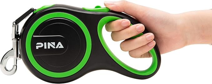 PINA Retractable Dog Leash, 10ft Dog Leash for Small Dogs Up to 33lbs, 360° Tangle-Free Strong Reflective Nylon Tape, with Anti-Slip Handle, One-Handed Brake, Lock - Black Green - Image 7