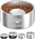 Qiuma Slow Feeder Dog Bowls Stainless Steel, Food-Grade 304 Dog Slow Feeder Bowl 3.5 Cups Capacity, Heavy Duty Double-Layer with Non-Slip Base, Pet Puzzle Bowl for Medium & Large Dogs (Silver) by Unknown