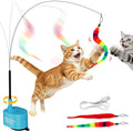 Interactive Cat Toys For Indoor Cats, 360° Flying Automatic Cat Toy, Blue | Rechargeable, Strong Suction Base, Self-Play & Handheld, Electric Spin Game Enrichment Toy, Long Kitty Wand for Bored Cats by MinminsHouse
