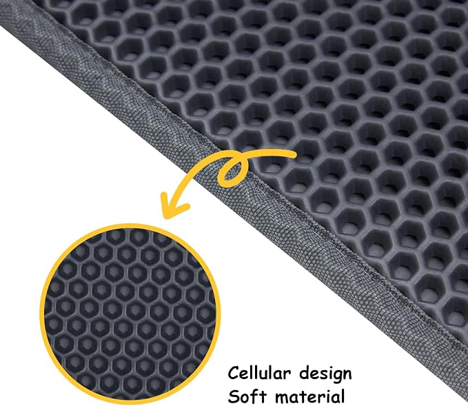 Cat Litter Mat, Litter Box Mat, Large Double Layer Waterproof Proof Trapping mat, Non-Slip Design, Kitty Litter Rug, Cat Supplies, Easy to Clean, 24x15 Inch, Grey, Pack of 1 - Image 6