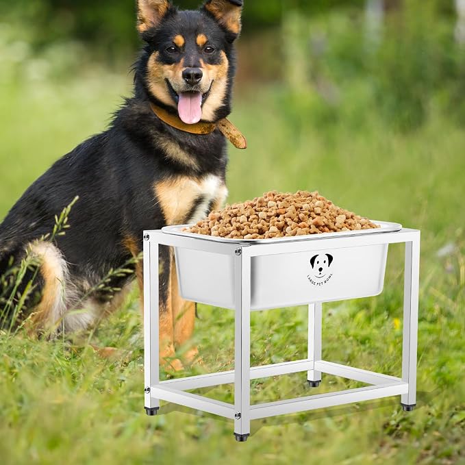 Elevated Dog Water Bowl, Stainless Steel Dog Bowl for Medium Large Dogs, Easy to Clean and Assemble for Outdoor Use 1.25 Gallons Bowl with Full Metal Stand Raised 10.23" - Image 7