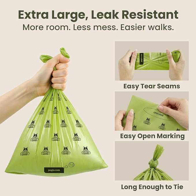Pogi’s Dog Poop Bags – Leak-Proof & Extra Thick Pet Waste Bags (Unscented, 10 Rolls, 150-Count) - Image 2