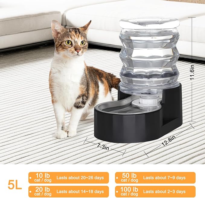 RIZZARI 5L Filtered Cat Water Dispenser: Fresh Water for Indoor Cats | 5L Long-Lasting Water Supply/Cleaner Drinking Experience/Filtered Fresh Water/Compact Design For Indoor Spaces - Image 2