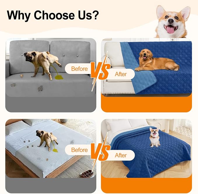 Smiry Reversible Waterproof Pet Couch Covers for Sofa | Washable Dog Couch Sofa Covers, Water Resistant Furniture Protector Slipcover, Geometric (30"x53", Navy/Blue) - Image 5