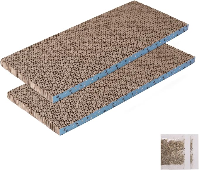 2Pack Cat Scratcher Pad, Reversible Scratching Cardboard, 14" Lx5.3 W Post Board for Indoor Cats Cardboard pad Sleep Play and Grind Claws by Unknown