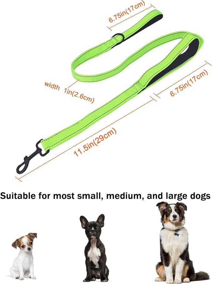 Solmoony 4FT Green Strong Dog Leash with 2 Padded Handles, Traffic Handle Extra Control, Double-Sided Reflective Walking Lead for Small Medium and Large Dogs(Green, 4FT) - Image 5