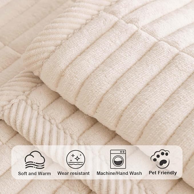 Velvet Washable Dog Couch Cover, Non-Slip Waterproof Pet Sofa Protector for2-Cushion Sectional, L-Shaped Sofa & Loveseat, Machine Washable(1PC/27.6"x59.1",White) - Image 4