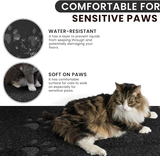 Andalus Small Cat Litter Mat, Pack of 1 - Waterproof, Non-Slip & Easy to Clean Cat Litter Box Mat for Extra Efficient Pet Litter-Trapping, Black (15.75” X 11.75”) - Image 5
