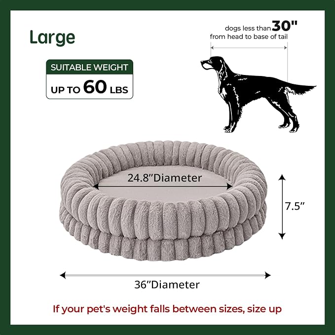 BALANCE Luxury Donut Dog Bed, 36 Inches Round Dog Beds Large Sized Dogs Washable, Orthopedic Calming Dogs Bed for Pets with Anti-Slip Bottom, Oatmeal - Image 5