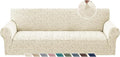 YEMYHOM 1 Piece Stretch Oversized Couch Covers for 4 Seat, Jacquard Extra Large Sofa Cover with Non-Slip Elastic Bottom, Thickened Slipcover Furniture Protector for Dogs Pets (X-Large, Beige） by YEMYHOM