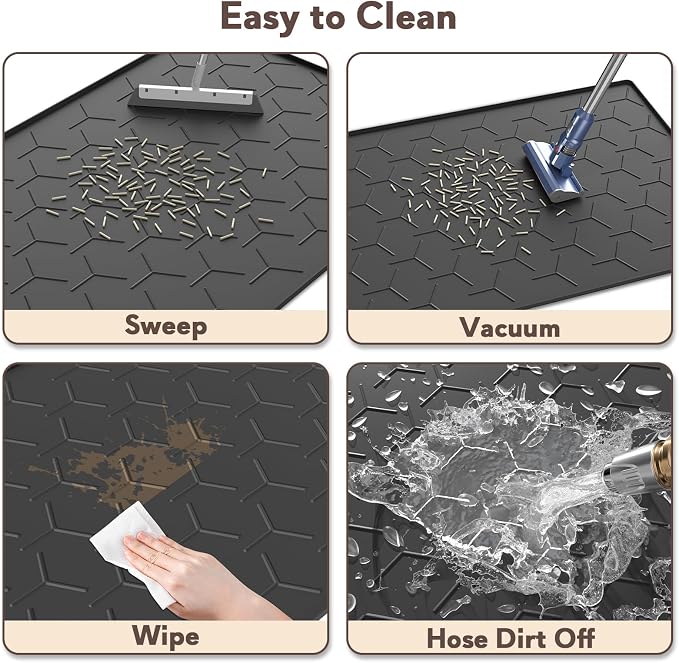 Garoopion Silicone Cat Litter Mat Large 40" X 28", Easy to Clean, Black | Large Size Waterproof Silicone Mat with Raised Edges, Catch Litter, Protect Floor from Urine, Multi-Use for Dog/Sink/Kitchen - Image 4
