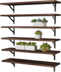 YGEOMER 23.6in Floating Shelves for Wall Home Decor, Wood, Brown, Set of 6 | Rustic wood shelves with metal brackets. Space-saving for books & decor. Works in bathroom, kitchen, living room & bedroom. by YGEOMER