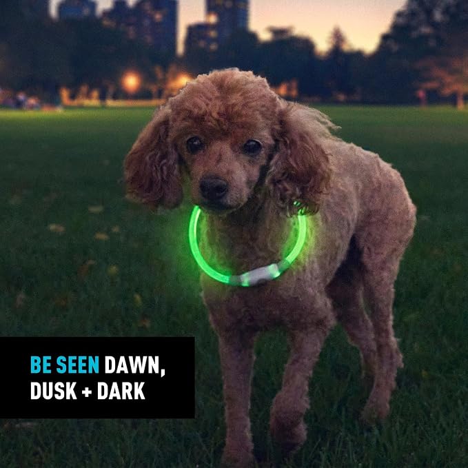 Nite Ize NiteHowl Rechargeable LED Safety Necklace - Dog Light for Dog-Walking Gear - Weather-Resistant Design - 5 Hours Runtime - Cut to Fit from 12” to 27” - Green - Image 6