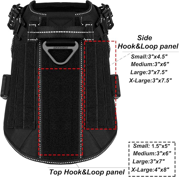 ICEFANG Tactical Dog Harness for Medium Dogs,Reflective No Pull Dog Vest | with Control Handle,Adjustable,Front Hook,2 Leash Clips,Soft Padded,MOLLE Panel,Black,Medium - Image 4