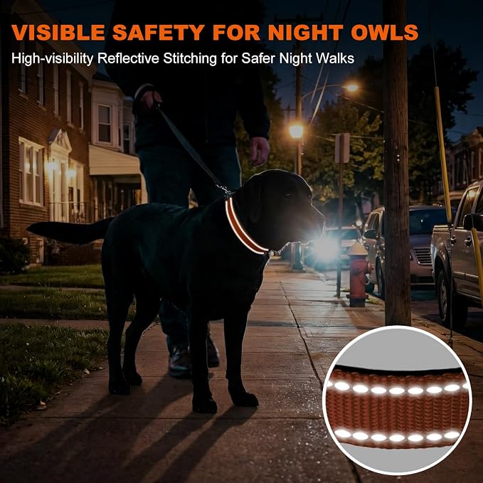Taglory Reflective Extra Large Dog Collar, Comfortable for Safe Night Walks | Soft Neck Cushioning, Adjustable 18-28 in, Sturdy Webbing Withstands Strong Pullers, Zinc Alloy D-Ring for Leash and ID Tags - Image 5