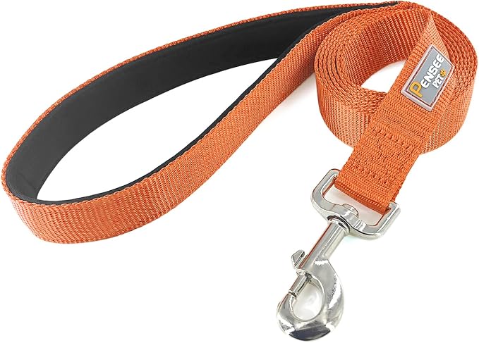 6 FT Reflective Dog Leash for Medium Dogs,Orange | Padded Handle,Metal D-Ring,Heavy Duty Nylon Webbing, for Walking & Training - Image 3