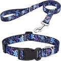 Mihqy Dog Collar and Leash Set, for Small Dogs, Floral Blue Set,S | with Floral Patterns, Adjustable for Small Medium Large Dogs, Comfortable for Walks and Outdoor Hikes by Mihqy