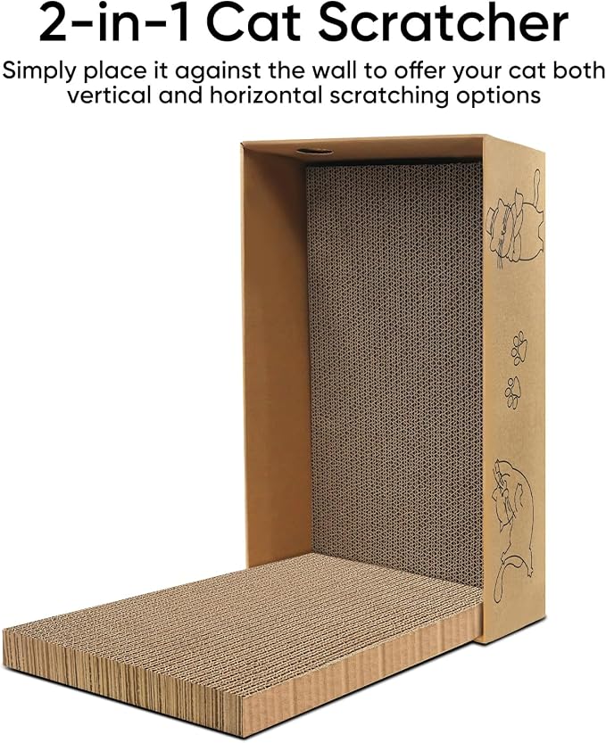 5 Packs Cat Scratcher Set with Storage Box, 2 Wave Lounge Pads + 3 Flat Corrugated Cardboard Scratch Pads for Indoor Cats, Replaceable Scratch Boards to Protect Furniture - Image 5