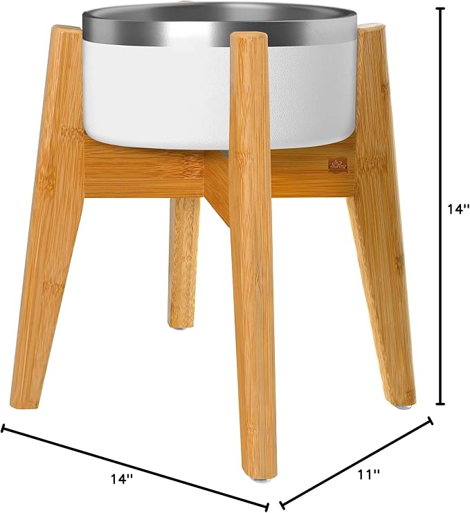 Dog Bowl Stand for Large Dogs - Adjustable, Bamboo | Use to Elevate, Raise Pet Food Water and Slow Feeder Bowls, Expandable with Locking Option, Non-Slip Feet, Stand Only - Image 10