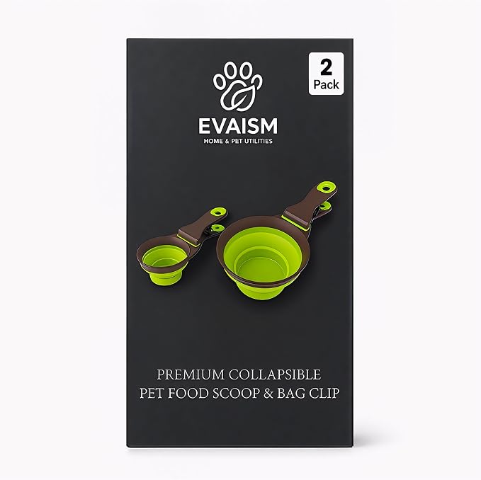 Collapsible Dog Bowls (2 Pack) - Portable Silicone Pet Food Scoop & Measuring Cups with Bag Clip, Travel Dog Feeding Bowl Set with Premium Gift Box, Green by Unknown