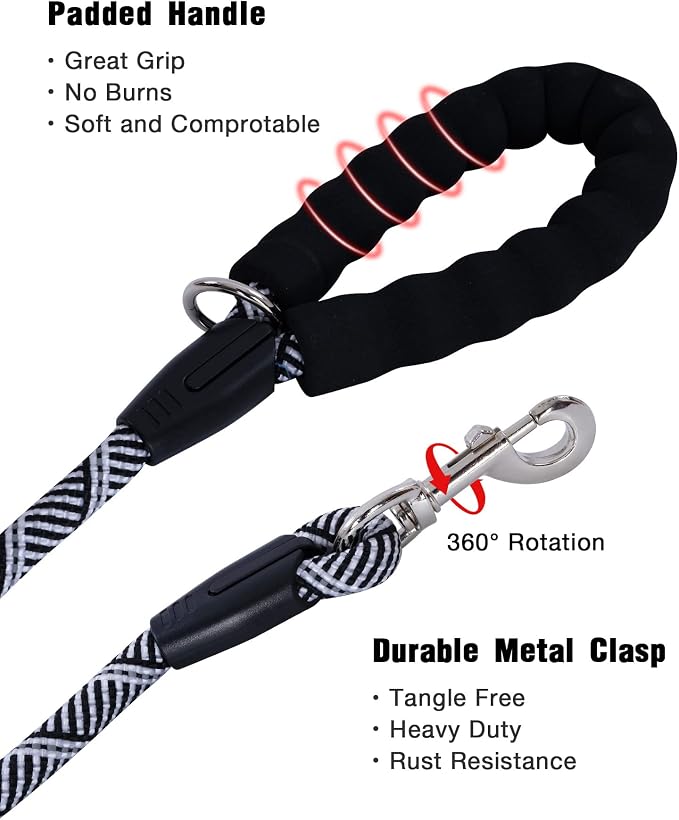 Long Dog Leash with Reflective Threads 15FT 20FT 30FT 50FT,Heavy Duty Bungee Dog Leashes for Small Medium Large Breed Dogs,Shock Absorbing Training Leash for Walking,Hunting,Camping&Yard - Image 6