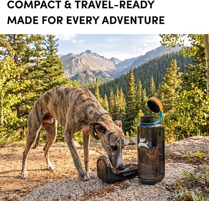 OllyDog OllyBottle Tritan Water Bottle with Detachable Dog Bowl | BPA Free Leakproof | 34oz | Share Water with Your Dog | Hiking Travel Camping (1L, Chromatic) - Image 3