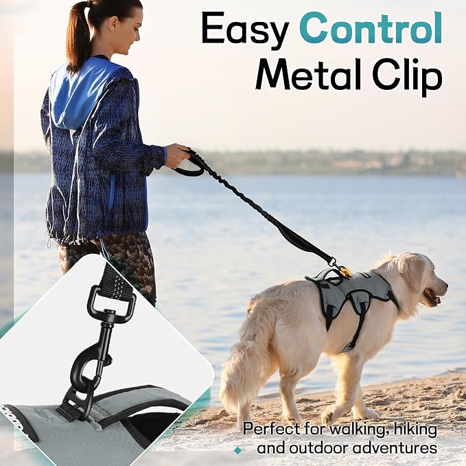 rabbitgoo Escape Proof Dog Harness for X-Large, No Pull with Lift Handle | No Escape, Full Soft Padded, Reflective Adjustable Vest, Leash Clip for Walking Hiking Training, Grey, X-Large - Image 5