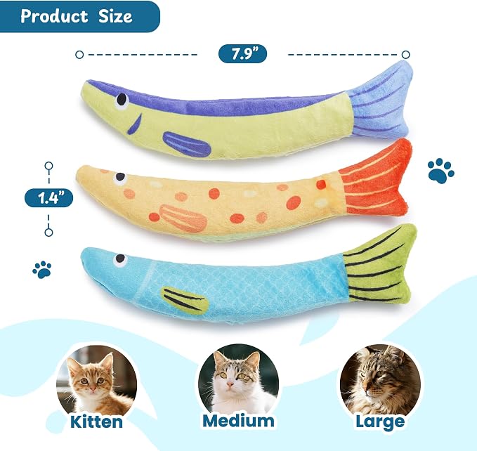 Catnip Toys, [12000mg] Extra Large Cat Toys for Indoor Cats, 100% Natural North American Catnip Floppy Fish, Crinkle Sound, Soft Cotton-Free Surface for Chewing, Teething & Kicking - Image 3