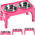 Hubulk Elevated Dog Bowls with 2 Stainless Steel Dog Food & Water Raised Bowls with No Spill Edge Non-Slip Stand Adjusts to 3 Heights(2.75", 6.0", 7.5") for Small Medium Dogs and Pet by Hubulk