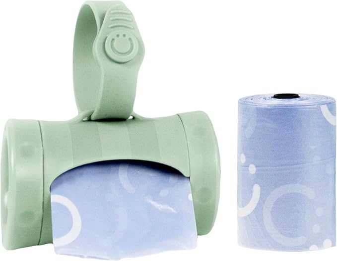 Ubbi Retractable Bag Dispenser for Diaper Bag, Sage | Portable Bag Holder for Travel, Clips to Stroller or Diaper Bag, Newborn Baby Essentials, Includes 24 Lavender Scented Bags by Unknown