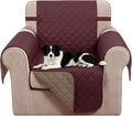 Reversible Recliner Chair Covers, 23" Chair, Burgundy/Camel | Chair Covers for Living Room with Elastic Straps, Water Repellent, Chair Protectors Covers for Dogs by LuxshareHome