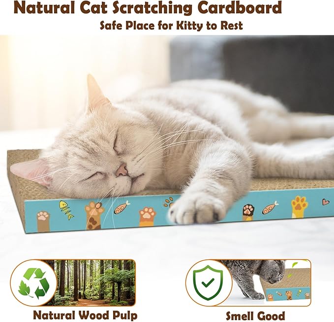 Cardboard Cat Scratcher 3 Pack Refill Reversible Cat Scratching Pad Durable Cat Scratchers for Indoor Cats Kitten to Protect The Furniture (Cat Paws) - Image 6