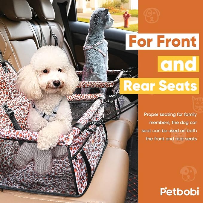 Petbobi Small Dog Car Seat, Dog Car Booster Seat for Small Medium Dogs 5-15 lbs, Foldable Front Seat Safety with Sturdy PVC Tube Frame, Breathable Mesh, Leopard Print | Leopard Print, Water-resistant Oxford fabric, PVC Tubes, Folds Flat, Clip-on Leash ... - Image 5