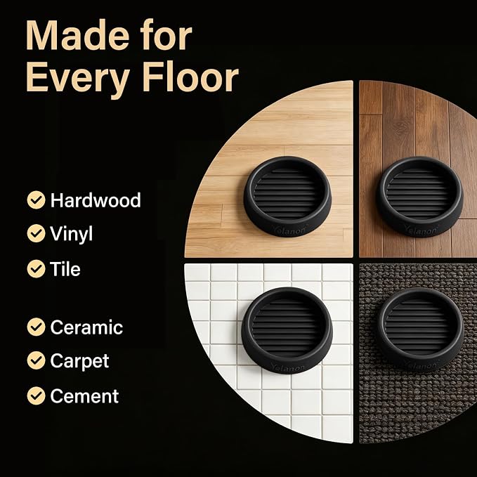 Yelanon Furniture Coasters - 8 Pcs 2”Round Furniture Caster Cups - Non Slip Pads Hardwood Floors Non Skid Grippers Rubber Furniture Feet - Anti Slide Floor Protector for Bed Couch Stoppers Black - Image 3