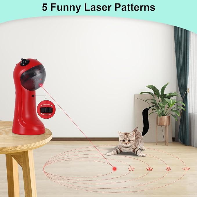 TBTeek Cat Toy, Automatic Cat Toy, 5 Fun Patterns, 4 Speed Modes (Red) | Motion-Activated, Rechargeable, Adjustable Light Angles, Random Trajectory - Image 4