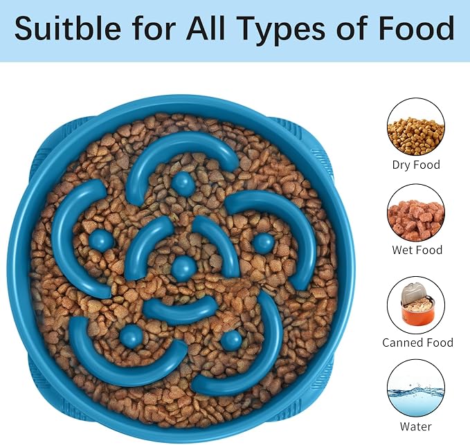 MateeyLife 2-Pack Slow Feeder Dog Bowls, 4 Cups, Dog Puzzle Feeder Bowl | Food-contact safe, dishwasher safe, non-slip base, maze design, for fast eaters, for dogs and cats, daily mealtimes - Image 6