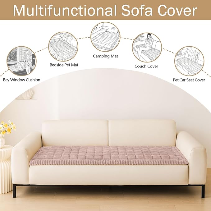 hyha Couch Cover for Dogs, Washable Non Slip Plush Flannel Sofa Protector | Thick Flannel, Anti-Slip Backing, Pet Hair & Scratch Protection, Fits Sofa & Loveseat (27.6" x 27.6") - Image 3